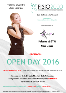 Fisio 2000 Open Day 2016: nuova iniziativa a Novi Ligure